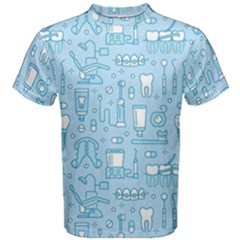 Dentist Blue Seamless Pattern Men s Cotton T-shirt by Bedest