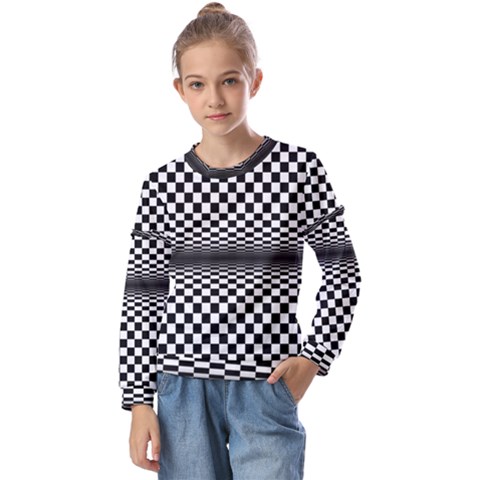 Art-optical-black-white-contrast Kids  Long Sleeve T-shirt With Frill  by Bedest