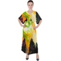 Forest-trees-nature-wood-green V-Neck Boho Style Maxi Dress View1