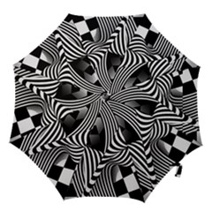 Op-art-black-white-drawing Hook Handle Umbrellas (large) by Bedest