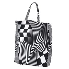 Op-art-black-white-drawing Giant Grocery Tote by Bedest