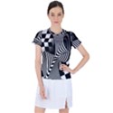 Op-art-black-white-drawing Women s Sports Top View1