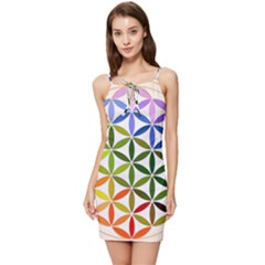 Mandala Rainbow Colorful Summer Tie Front Dress by Bedest