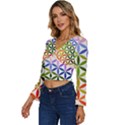 Mandala Rainbow Colorful Long Sleeve V-Neck Top View2