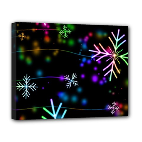 Snowflakes Snow Winter Christmas Deluxe Canvas 20  X 16  (stretched) by Bedest