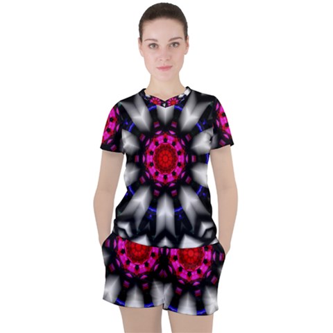 Kaleidoscope-round-metal Women s T-shirt And Shorts Set by Bedest