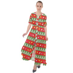 Christmas-papers-red-and-green Waist Tie Boho Maxi Dress by Bedest