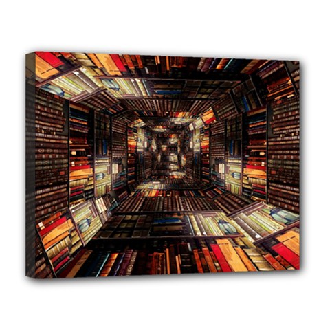 Library-tunnel-books-stacks Canvas 14  X 11  (stretched) by Bedest