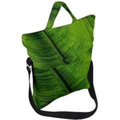 Green-leaf-plant-freshness-color Fold Over Handle Tote Bag by Bedest