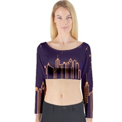 Skyscraper Town Urban Towers Long Sleeve Crop Top by pakminggu