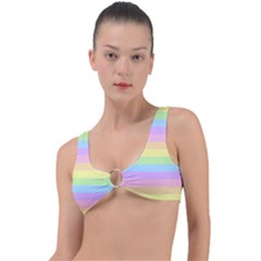 Cute Pastel Rainbow Striped Pattern Ring Detail Bikini Top by pakminggu