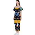 Circle Illustration Space Art Cute Pattern Bardot Ruffle jumpsuit View2