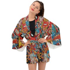 Comic Cartoon Pattern Long Sleeve Kimono by pakminggu