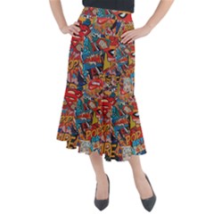 Comic Cartoon Pattern Midi Mermaid Skirt by pakminggu