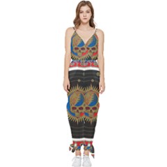 The Grateful Dead Sleeveless Tie Ankle Chiffon Jumpsuit by Cowasu