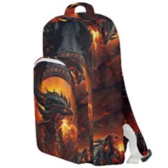 Dragon Fire Fantasy Art Double Compartment Backpack by Cowasu