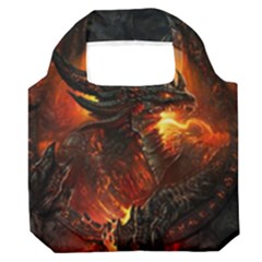 Dragon Fire Fantasy Art Premium Foldable Grocery Recycle Bag by Cowasu