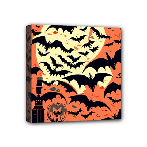 Bat Pattern Mini Canvas 4  X 4  (stretched) by Valentinaart