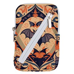 Bat Pattern Belt Pouch Bag (small) by Valentinaart