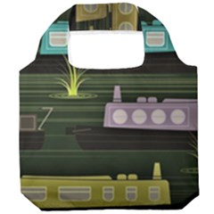 Narrow-boats-scene-pattern Foldable Grocery Recycle Bag by Cowasu