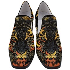 Tiger-predator-abstract-feline Women Slip On Heel Loafers by Cowasu