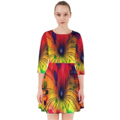 Color-background-structure-lines Smock Dress by Cowasu