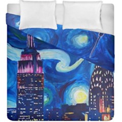 Starry Night In New York Van Gogh Manhattan Chrysler Building And Empire State Building Duvet Cover Double Side (king Size) by Sarkoni