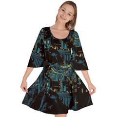 Castle Starry Night Van Gogh Parody Velour Kimono Dress by Sarkoni