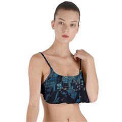 Castle Starry Night Van Gogh Parody Layered Top Bikini Top  by Sarkoni