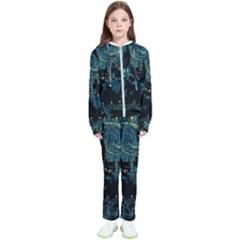 Castle Starry Night Van Gogh Parody Kids  Tracksuit by Sarkoni