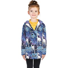 Unicorn Starry Night Print Van Gogh Kids  Double Breasted Button Coat by Sarkoni