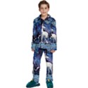 Unicorn Starry Night Print Van Gogh Kids  Long Sleeve Velvet Pajamas Set View1