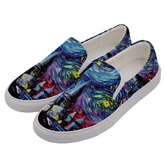 Castle Starry Night Print Van Gogh Parody Men s Canvas Slip Ons by Sarkoni