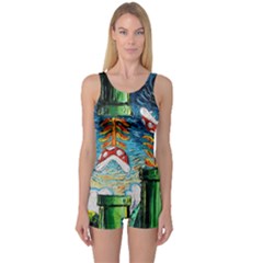 Game Starry Night Doctor Who Van Gogh Parody One Piece Boyleg Swimsuit by Sarkoni