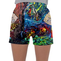 Cartoon Starry Night Vincent Van Gogh Sleepwear Shorts by Sarkoni