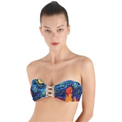 Lion Art Starry Night Van Gogh Twist Bandeau Bikini Top by Sarkoni