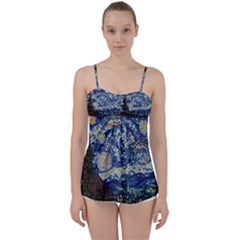 Mosaic Art Vincent Van Gogh s Starry Night Babydoll Tankini Top by Sarkoni