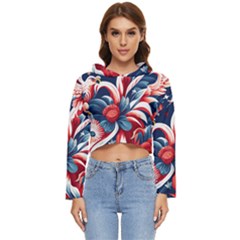 America Pattern Women s Lightweight Cropped Hoodie by Valentinaart