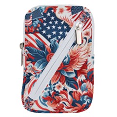 America Pattern Belt Pouch Bag (small) by Valentinaart