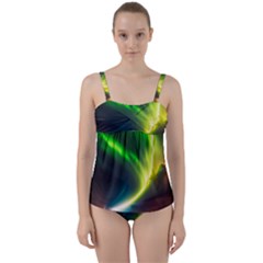 Lake Storm Neon Nature Twist Front Tankini Set by Bangk1t