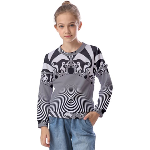 Pattern Illusion Fractal Mandelbrot Kids  Long Sleeve T-shirt With Frill  by Bangk1t