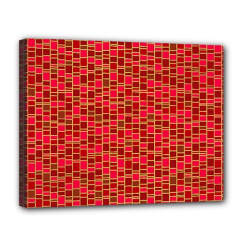 Geometry Background Red Rectangle Pattern Canvas 14  X 11  (stretched) by Ravend