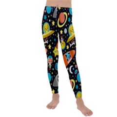 Space Pattern Kids  Lightweight Velour Leggings by Bedest