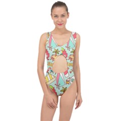 Summer Up Cute Doodle Center Cut Out Swimsuit by Bedest