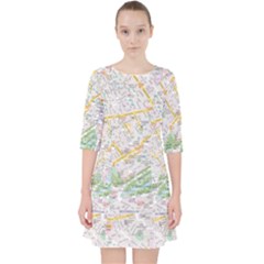 London City Map Quarter Sleeve Pocket Dress by Bedest