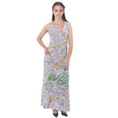 London City Map Sleeveless Velour Maxi Dress by Bedest