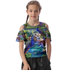 Peacocks  Fantasy Garden Kids  Butterfly Cutout T-shirt by Bedest