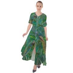 Peacock Paradise Jungle Waist Tie Boho Maxi Dress by Bedest