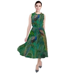 Peacock Paradise Jungle Round Neck Boho Dress by Bedest