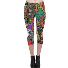 Cute Cartoon Doodle Capri Leggings  by Bedest